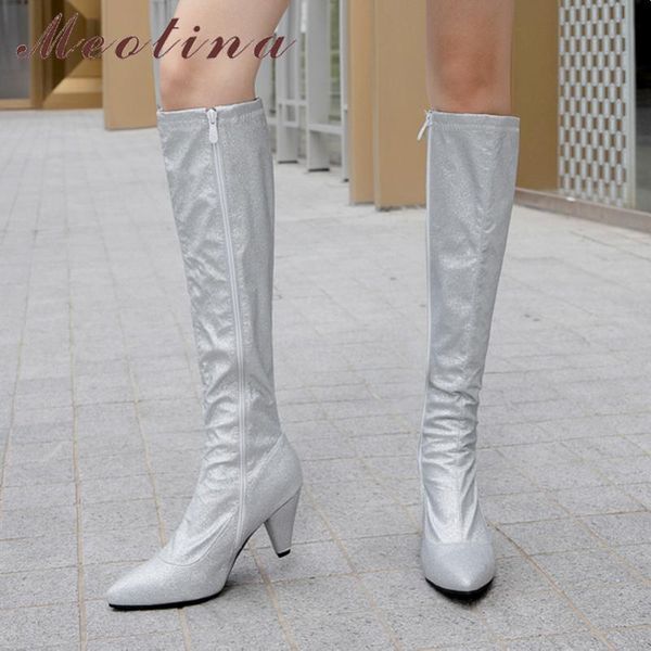 meotina knee-high boots women shoes pointed toe spike heels long boots zip high heel lady winter silver black size 33-46
meotina knee-high boots women shoes pointed toe spike heels long boots zip high heel lady winter silver black size 33-46