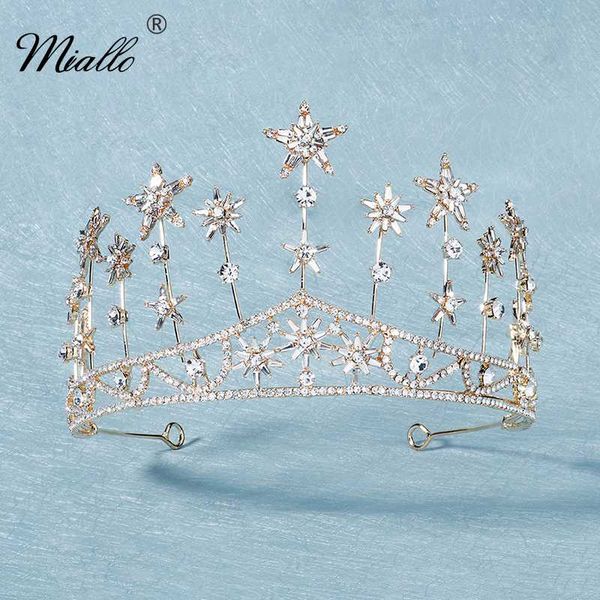 miallo fashion crystal star crown for women hair accessories wedding gold color tiaras and crowns bridal hair jewelry gifts, Golden;silver 
miallo fashion crystal star crown for women hair accessories wedding gold color tiaras and crowns bridal hair jewelry gifts, Golden;silver