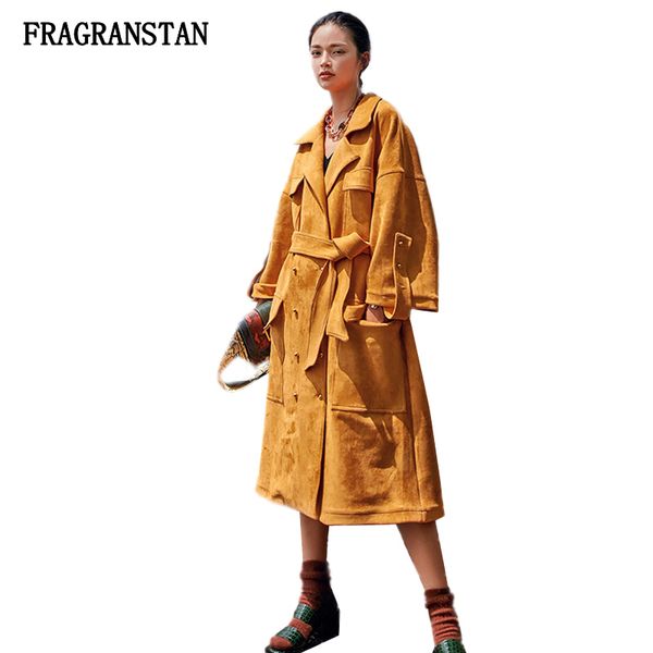 women's trench coats vintage double breasted sashes pockets ginger suede coat autumn winter women fashion long vestidos q351, Tan;black
women's trench coats vintage double breasted sashes pockets ginger suede coat autumn winter women fashion long vestidos q351, Tan;black