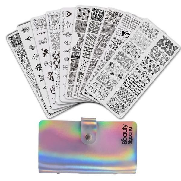 beautybigbang stamping plates set 10 pcs different flower stripe image nail art stencil templates + stamp plates holder case set, White
beautybigbang stamping plates set 10 pcs different flower stripe image nail art stencil templates + stamp plates holder case set, White