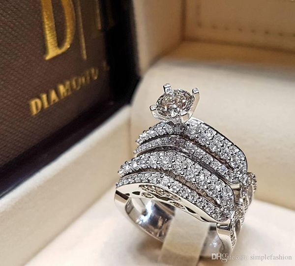 luxury female white round diamond ring set crystal 925 silver bridal ring wedding jewelry promise engagement rings for women, Slivery;golden
luxury female white round diamond ring set crystal 925 silver bridal ring wedding jewelry promise engagement rings for women, Slivery;golden