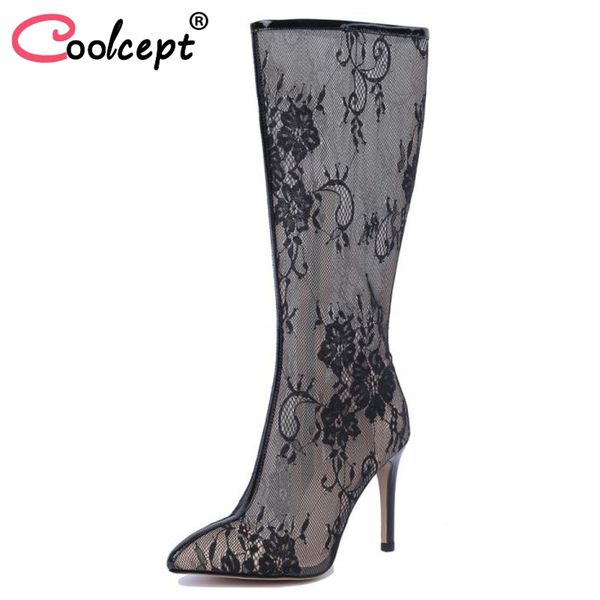 boots coolcept size 32-48 women high heel zipper lace pointed toe thin ladies shoes mature patty club footwear, Black
boots coolcept size 32-48 women high heel zipper lace pointed toe thin ladies shoes mature patty club footwear, Black