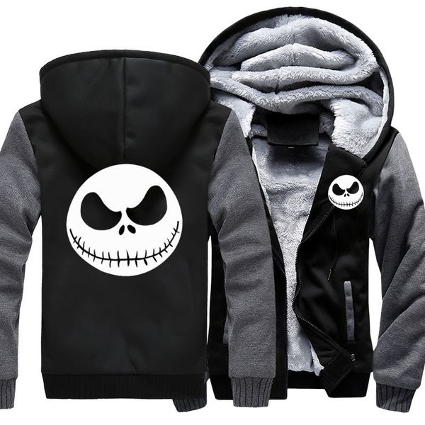 men's thicken hoodie nightmare before christmas jack skellington zipper jacket sweatshirts coat long sleeve casual warm hooded y200519, Black
men's thicken hoodie nightmare before christmas jack skellington zipper jacket sweatshirts coat long sleeve casual warm hooded y200519, Black