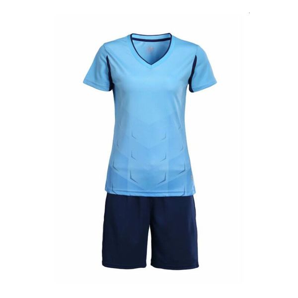 sky blue sublimation woman soccer uniform set, Black;white