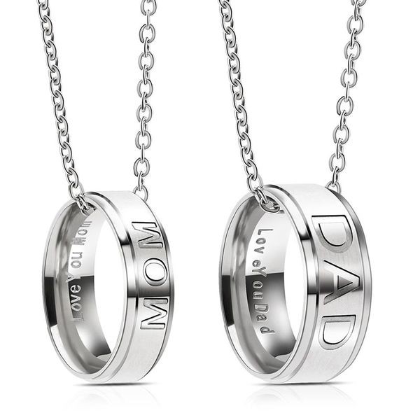 chains fashion charm stainless steel mom dad pendant necklace carved letters love you gifts, Silver
chains fashion charm stainless steel mom dad pendant necklace carved letters love you gifts, Silver