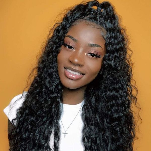 deep wave lace wigs 150 density brazilian hair 100% human hair wigs with baby hair remy lace closure wig pre plucked, Black
deep wave lace wigs 150 density brazilian hair 100% human hair wigs with baby hair remy lace closure wig pre plucked, Black