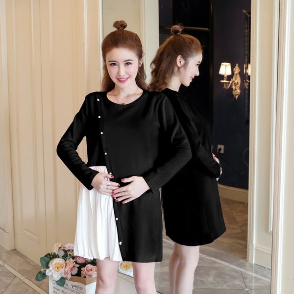 2020 spring/autumn new pregnant women sweet pleated dress long sleeve o-neck beading buttons knitted dress maternity sweet, White
2020 spring/autumn new pregnant women sweet pleated dress long sleeve o-neck beading buttons knitted dress maternity sweet, White