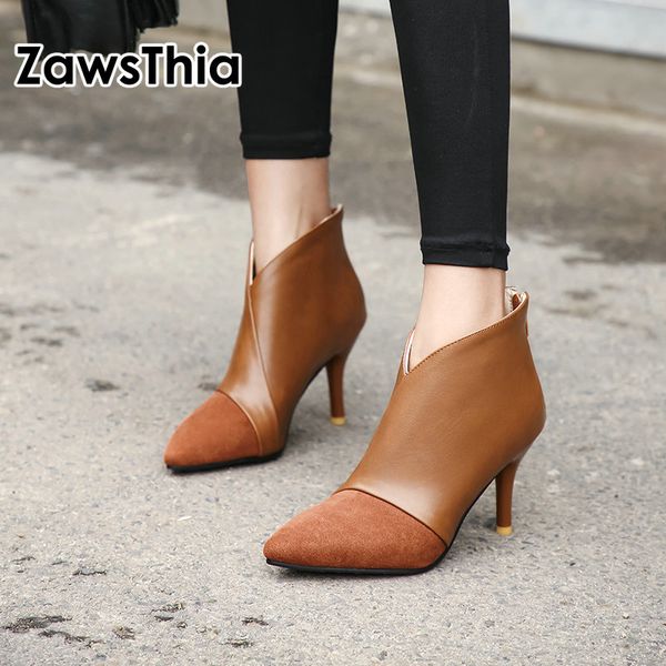 boots zawsthia 2021 winter woman thin high heels v cut design pointed toe ladies pumps zipper ankle for women size 33-46, Black
boots zawsthia 2021 winter woman thin high heels v cut design pointed toe ladies pumps zipper ankle for women size 33-46, Black
