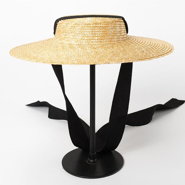 wide boater 10cm 15cm brim straw flat women summer kentucky derby white black ribbon tie sun hat beach cap y200619, Blue;gray
wide boater 10cm 15cm brim straw flat women summer kentucky derby white black ribbon tie sun hat beach cap y200619, Blue;gray