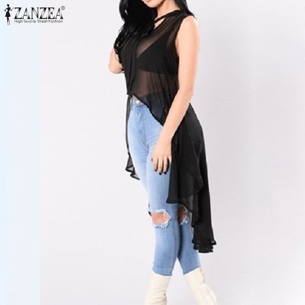 zanzea women v neck chiffon blouse summer see-through sleeveless transparent shirt black tanks irregular hem blusa7, White
zanzea women v neck chiffon blouse summer see-through sleeveless transparent shirt black tanks irregular hem blusa7, White