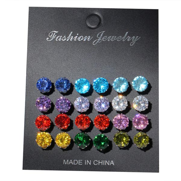 stud classic crystal earrings set for women multi color birthstone cz earring earings fashion jewelry 12 pairs/lot, Golden;silver
stud classic crystal earrings set for women multi color birthstone cz earring earings fashion jewelry 12 pairs/lot, Golden;silver