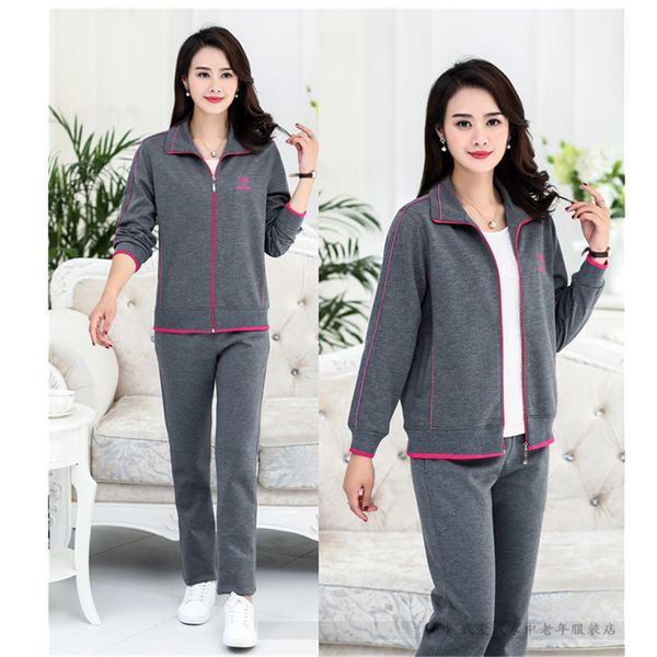 large size long sleeve sporting suit set new spring autumn two pieces lady suit sports set women middle age clothing 1102, Gray
large size long sleeve sporting suit set new spring autumn two pieces lady suit sports set women middle age clothing 1102, Gray
