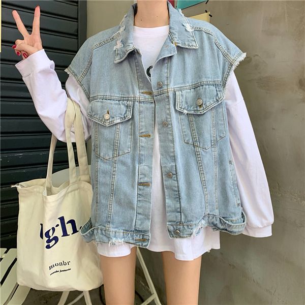 women's vests women retro denim 2021 light blue fashion outers vest coats female girls trendy swag korean style denims autumn, Black;white
women's vests women retro denim 2021 light blue fashion outers vest coats female girls trendy swag korean style denims autumn, Black;white