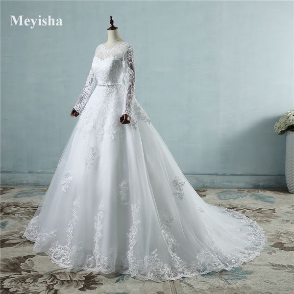 Corset lace up White Wedding Dresses with lace edge big train long sleeves for brides formal plus size
Corset lace up White Wedding Dresses with lace edge big train long sleeves for brides formal plus size