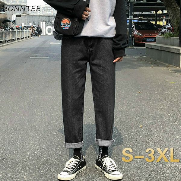 men's jeans men solid simple straight all-match ankle-length denim trousers mens loose leisure trendy korean-style street-wear ulzzang, Blue
men's jeans men solid simple straight all-match ankle-length denim trousers mens loose leisure trendy korean-style street-wear ulzzang, Blue