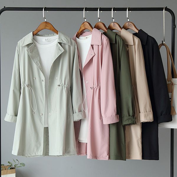 thin trench coat for women turn down collar medium long length double breasted waist strings solid women clothes abrigo mujer, Tan;black
thin trench coat for women turn down collar medium long length double breasted waist strings solid women clothes abrigo mujer, Tan;black