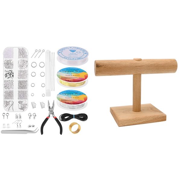 1 set jewelry making supplies, jewelry repair kit fixing kit & 1 pcs diy wood display t-bar watch bracelet stand, Pink;blue
1 set jewelry making supplies, jewelry repair kit fixing kit & 1 pcs diy wood display t-bar watch bracelet stand, Pink;blue