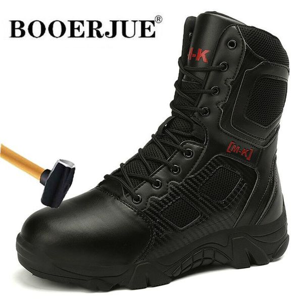 all season men safety work boots anti-smashing steel toe cap men's boots tactical waterproof desert boot size 39-47, Black 
all season men safety work boots anti-smashing steel toe cap men's boots tactical waterproof desert boot size 39-47, Black