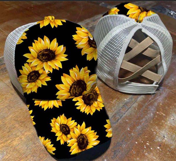 Criss Cross Ponytail Baseball Cap Sunflower Color Stripes Trucker Caps Snapback Hat Plaid Mesh Visor Hha1560