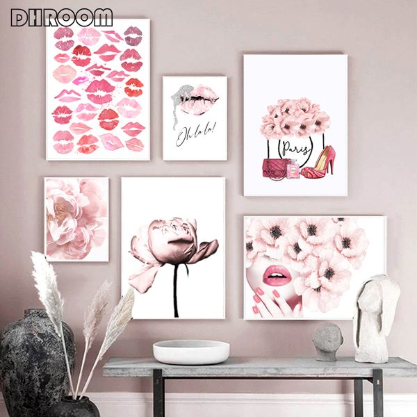 pink flower lips fashion poster woman portrait art print canvas art painting wall picture modern girl room home decoration
pink flower lips fashion poster woman portrait art print canvas art painting wall picture modern girl room home decoration