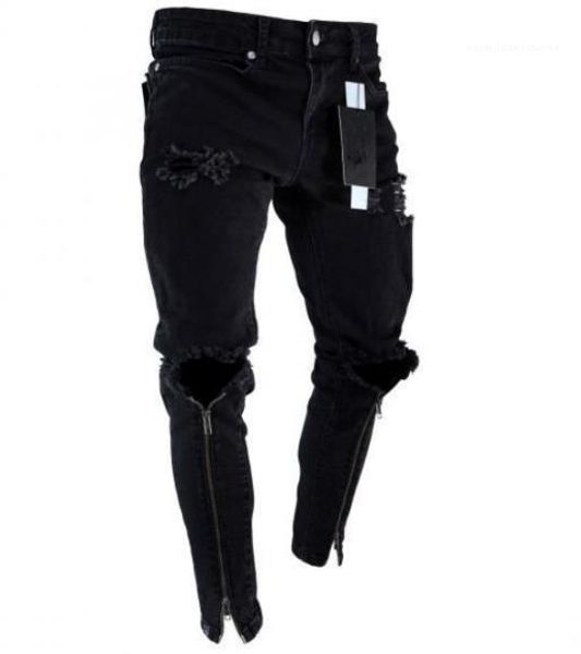 holes pencil pants fashion black ripped slim fit represen jeans casual long pants men designer zipper, Blue
holes pencil pants fashion black ripped slim fit represen jeans casual long pants men designer zipper, Blue