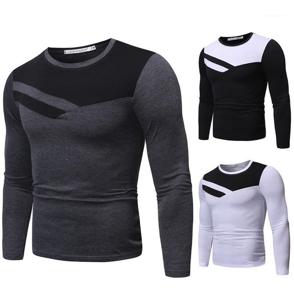 sleeve round neck contrast design t shirts fashion slim sport casual clothing mens designer long, White;black
sleeve round neck contrast design t shirts fashion slim sport casual clothing mens designer long, White;black