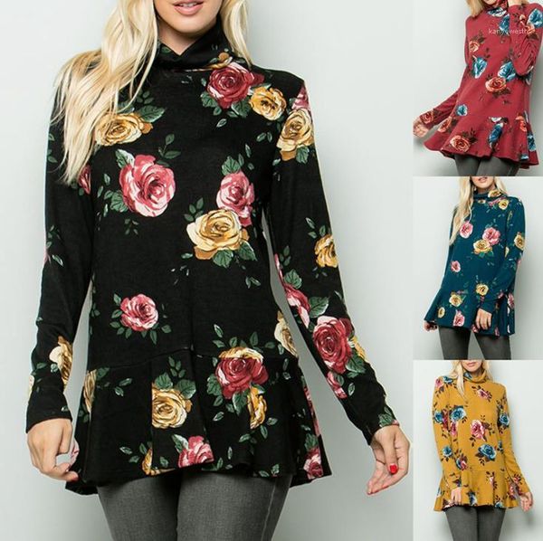 tshirts fashion floral printed womens casual high collar long sleeve women loose autumn winter womens, White
tshirts fashion floral printed womens casual high collar long sleeve women loose autumn winter womens, White