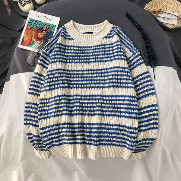 men's sweaters winter thick small fresh striped male loose casual harajuku style bf wild men blue, White;black
men's sweaters winter thick small fresh striped male loose casual harajuku style bf wild men blue, White;black