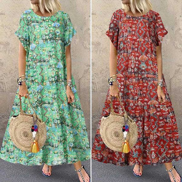 party dresses zanzea 2021 women's maxi sundress vintage summer printed dress casual short sleeve tunic vestidos female o neck robe over, White;black
party dresses zanzea 2021 women's maxi sundress vintage summer printed dress casual short sleeve tunic vestidos female o neck robe over, White;black