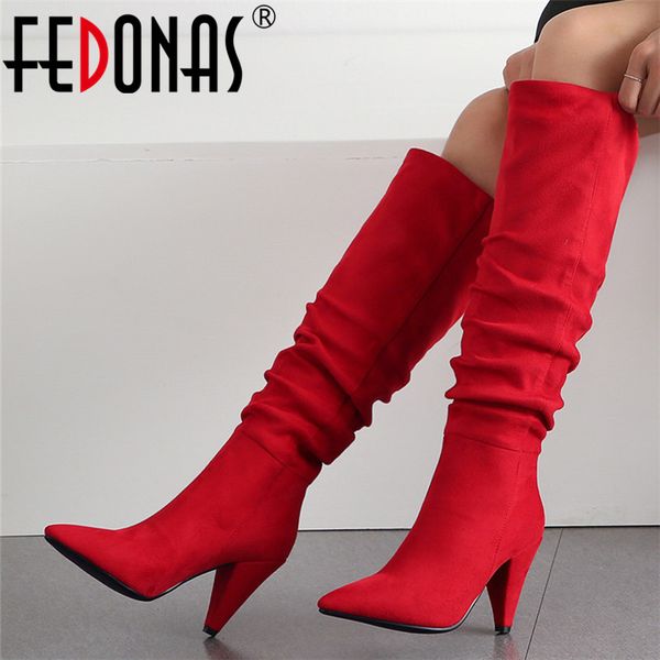 fedonas women knee high boots party night club shoes woman high heels big size winter flock pointed toe boots, Black
fedonas women knee high boots party night club shoes woman high heels big size winter flock pointed toe boots, Black