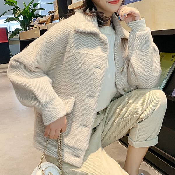 women's wool & blends kmetram autumn winter coat women fashion woolen female jacket faux mink velvet fur clothes 2021 manteau femme my, Black
women's wool & blends kmetram autumn winter coat women fashion woolen female jacket faux mink velvet fur clothes 2021 manteau femme my, Black