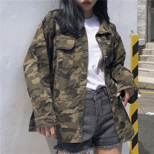 women jackets camouflage single breasted pockets european style coats womens loose bf students jakcet, Black;brown
women jackets camouflage single breasted pockets european style coats womens loose bf students jakcet, Black;brown