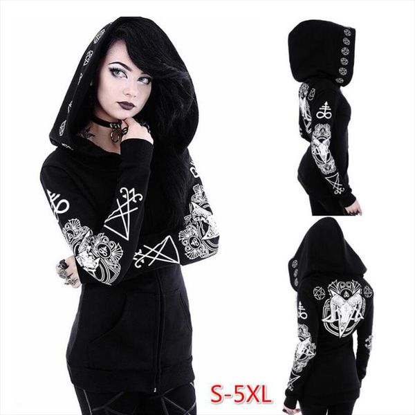 women jackets gothic punk long sleeve hooded print black jacket womens grils coat plus size casual coats f40
women jackets gothic punk long sleeve hooded print black jacket womens grils coat plus size casual coats f40