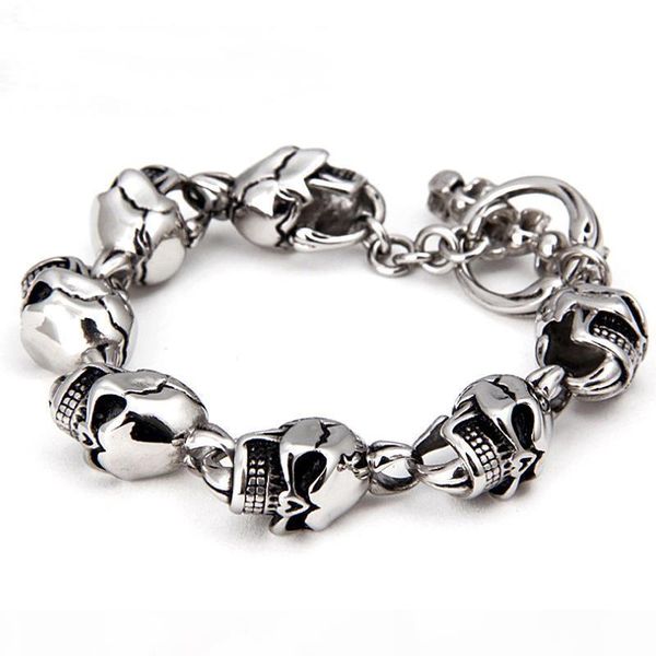 large gothic skull biker stainless steel men's bracelet punk style male bangles wholesale new fashion jewelry, Golden;silver
large gothic skull biker stainless steel men's bracelet punk style male bangles wholesale new fashion jewelry, Golden;silver