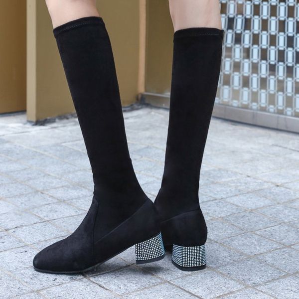 female knee high boots women shoes flock comfortable winter high heels warm boots women long 2020 shoes woman mujer c335, Black
female knee high boots women shoes flock comfortable winter high heels warm boots women long 2020 shoes woman mujer c335, Black