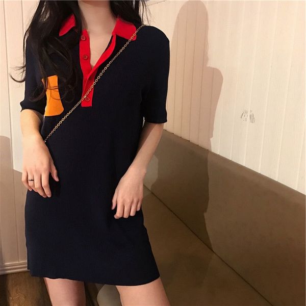 summer korean contrast polo collar comfortable ice silk texture loose short sleeve knitted dress dress for female students 5lina, Black;gray
summer korean contrast polo collar comfortable ice silk texture loose short sleeve knitted dress dress for female students 5lina, Black;gray