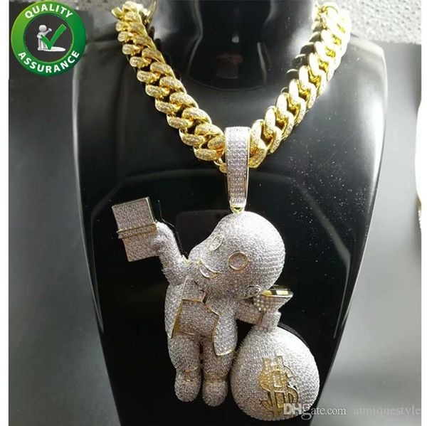 iced out pendant hip hop bling chains jewelry men gold necklace luxury designer diamond cuban link cartoon mario money bag rapper dj charms, Silver
iced out pendant hip hop bling chains jewelry men gold necklace luxury designer diamond cuban link cartoon mario money bag rapper dj charms, Silver
