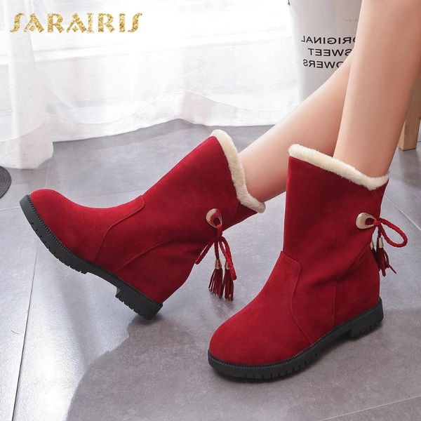 sarairis 2020 new arrivals lace up fringe add fur warm winter boots women shoes platform comfortable mid calf boots female, Black
sarairis 2020 new arrivals lace up fringe add fur warm winter boots women shoes platform comfortable mid calf boots female, Black