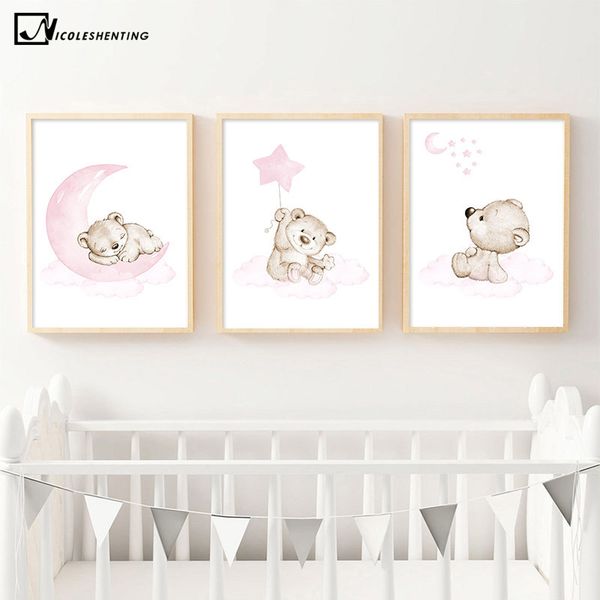 pink bear moon star child poster nursery print cartoon animal wall art canvas painting nordic kid baby room decoration picture
pink bear moon star child poster nursery print cartoon animal wall art canvas painting nordic kid baby room decoration picture