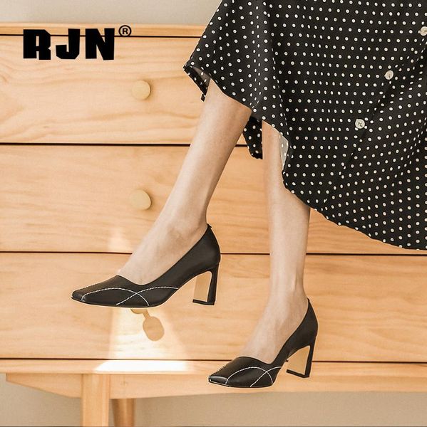 rjn new elegant pumps british style cow leather square toe 6.5 cm high heel women shoes office lady pumps ro231, Black
rjn new elegant pumps british style cow leather square toe 6.5 cm high heel women shoes office lady pumps ro231, Black