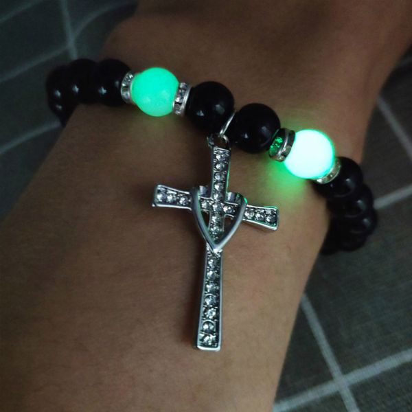 beaded, strands luminous cross wishing bracelet fluorescence volcanic stone bead glow in the dark men women handmade delicacy jewelry, Black
beaded, strands luminous cross wishing bracelet fluorescence volcanic stone bead glow in the dark men women handmade delicacy jewelry, Black