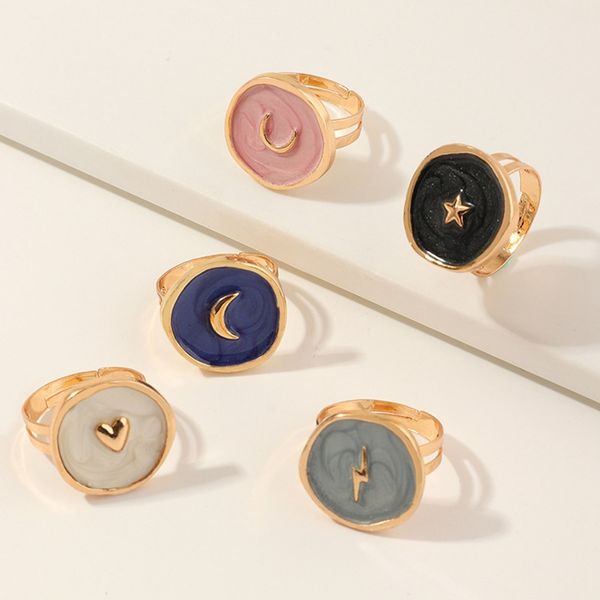 fashion girl party jewelry gift round enamel pink open cuff finger sweet star moon heart rings for women, Silver
fashion girl party jewelry gift round enamel pink open cuff finger sweet star moon heart rings for women, Silver