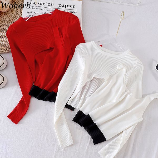 woherb irregular women sweater 2020 chic kroean knitwear -neck loose cropped pullovers+contrast color vest knitted 2 piece set, White;black
woherb irregular women sweater 2020 chic kroean knitwear -neck loose cropped pullovers+contrast color vest knitted 2 piece set, White;black