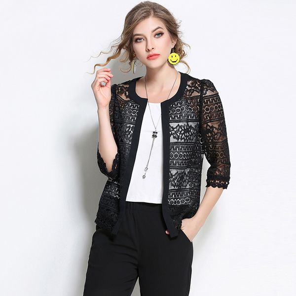 women's jackets women lace coat fashion lady spring summer half sleeve open front jacket black crochet female white plus size short, Black;brown
women's jackets women lace coat fashion lady spring summer half sleeve open front jacket black crochet female white plus size short, Black;brown