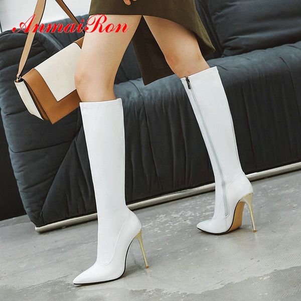 anmairon 2020 thin high heels patent leather winter boots women slip-on mid-calf boots pointed toe basic women shoes 34-43, Black
anmairon 2020 thin high heels patent leather winter boots women slip-on mid-calf boots pointed toe basic women shoes 34-43, Black