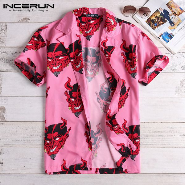 incerun 2020 streetwear casual men shirt turn-down collar print loose short sleeve hiphop hawaiian shirts men camisa summer, White;black 
incerun 2020 streetwear casual men shirt turn-down collar print loose short sleeve hiphop hawaiian shirts men camisa summer, White;black