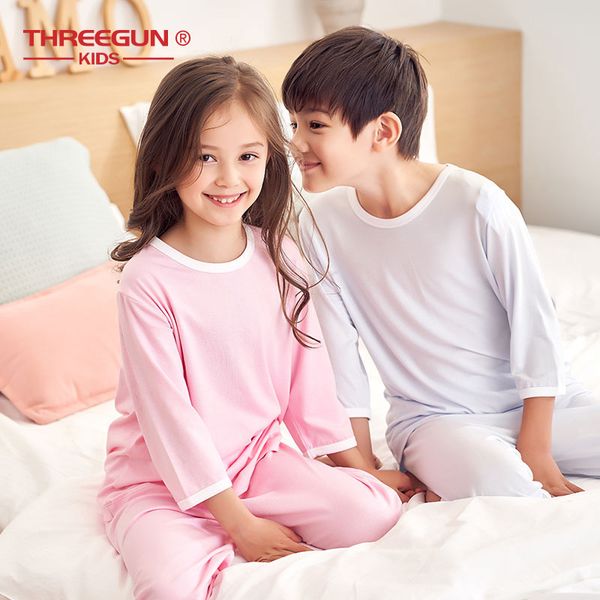 threegun kids pajamas for children boys girls summer modal smooth homewear nightwear sets short sleeve t-shirt + cropped pants lj200818, White
threegun kids pajamas for children boys girls summer modal smooth homewear nightwear sets short sleeve t-shirt + cropped pants lj200818, White