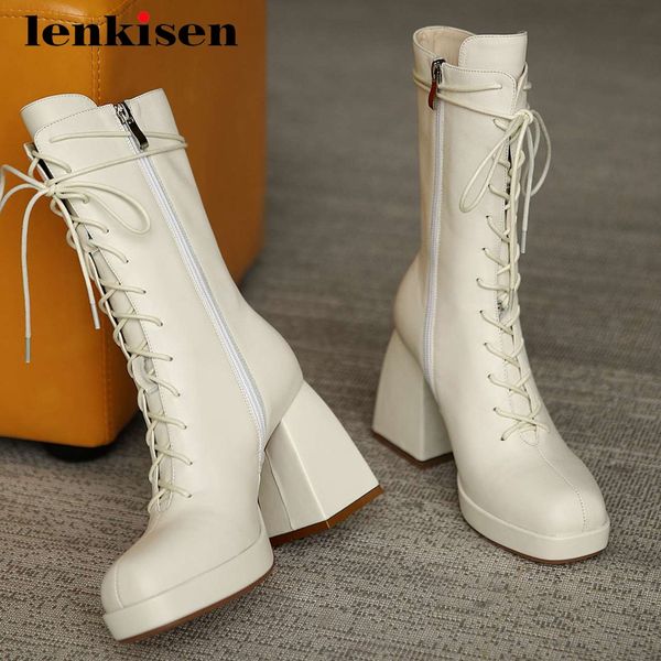 lenkisen fashion boots genuine leather cross-tied streetwear super high heel square toe zipper platform noble mid-calf boots l49, Black
lenkisen fashion boots genuine leather cross-tied streetwear super high heel square toe zipper platform noble mid-calf boots l49, Black