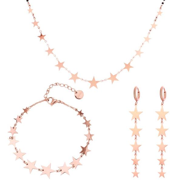 fashion women's accessories stainless steel jewelry set multi stars necklace earrings bracelet rose gold silvery jewelry 2020, Silver
fashion women's accessories stainless steel jewelry set multi stars necklace earrings bracelet rose gold silvery jewelry 2020, Silver