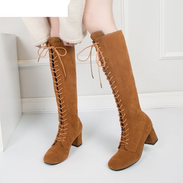 2020 new woman lace up knee high boots winter warm plush gladiator long booties lady thick heels shoes, Black
2020 new woman lace up knee high boots winter warm plush gladiator long booties lady thick heels shoes, Black